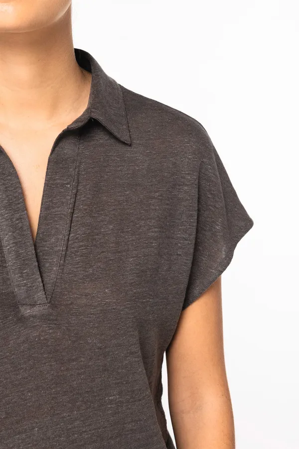 Ladies’ linen polo shirt