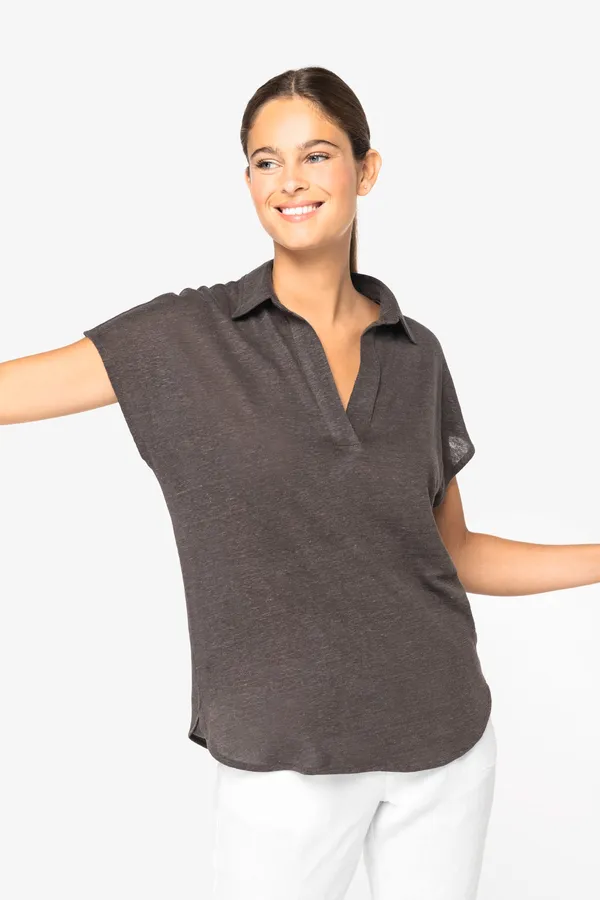 Ladies’ linen polo shirt
