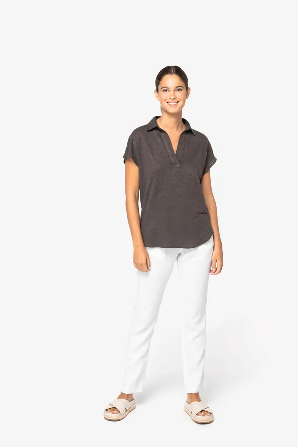 Ladies’ linen polo shirt