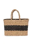 Korbtasche aus Seegras Striped Seagrass Black / Black Night