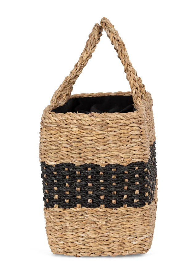 Korbtasche aus Seegras Striped Seagrass Black / Black Night