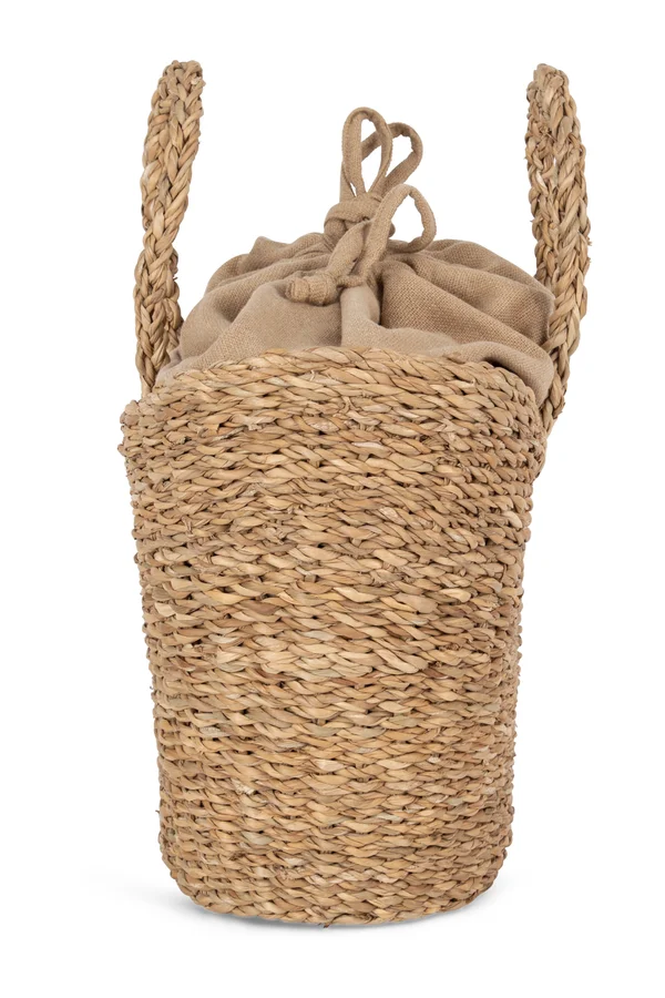 Halbmond-Korbtasche aus Seegras Seagrass / Hemp