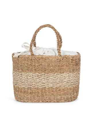 Jutetasche aus Seegras Striped Seagrass Natural / Ecume