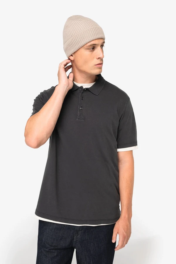 Umweltfreundliches ausgewaschenes Herren-Polohemd aus Jersey