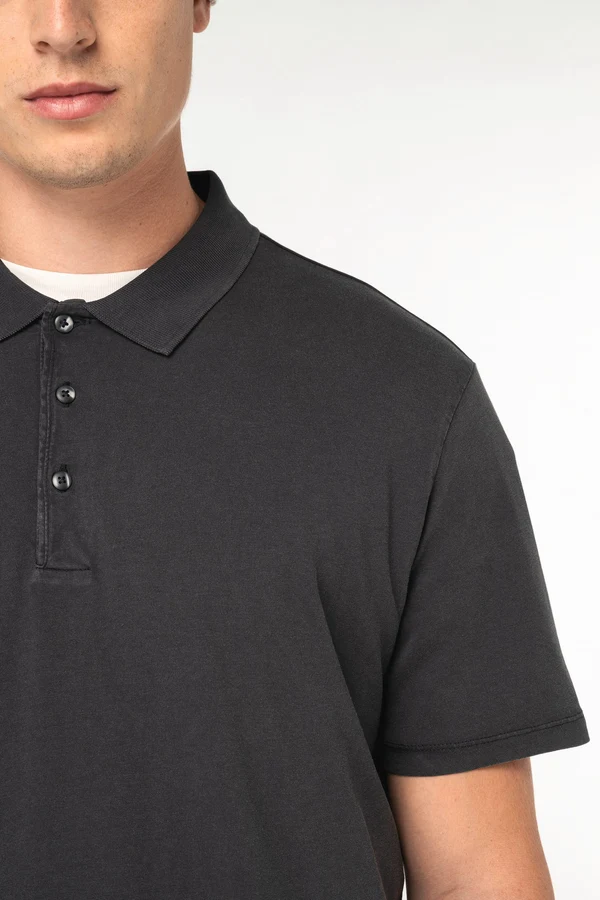 Umweltfreundliches ausgewaschenes Herren-Polohemd aus Jersey