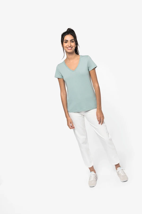 Damen Umweltfreundliches T-Shirt mit V-Ausschnitt