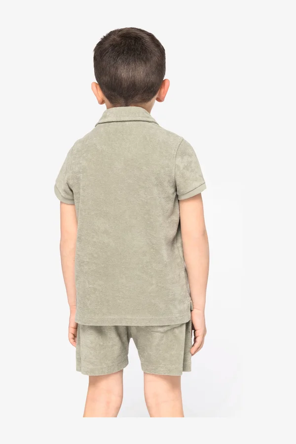 Umweltfreundliches Polohemd aus Frottee für Kinder Almond Green