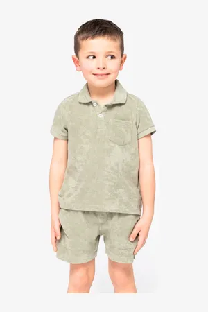 Umweltfreundliches Polohemd aus Frottee für Kinder Almond Green
