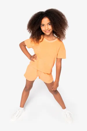 Umweltfreundliches T-Shirt aus Frottee für Mädchen Apricot