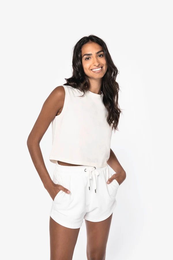 Umweltfreundliches ärmelloses Cropped Damen-T-Shirt