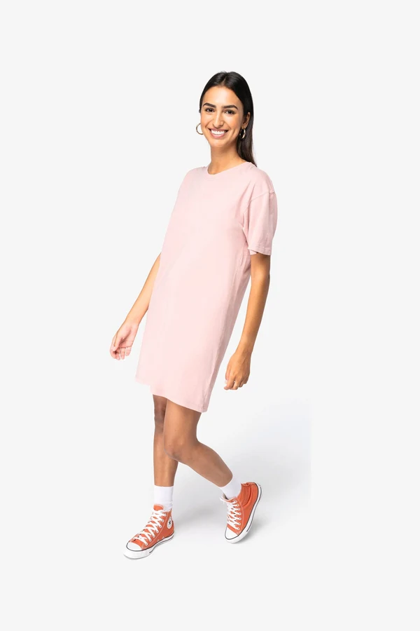 Umweltfreundliches ausgewaschenes Damen-T-Shirt-Kleid