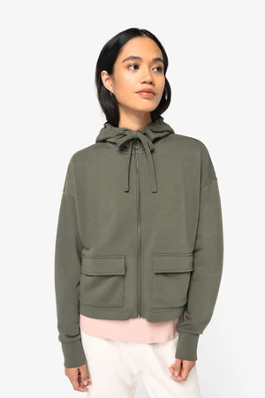 Umweltfreundliches Damen-Kapuzensweatshirt aus French Terry mit Reißverschluss