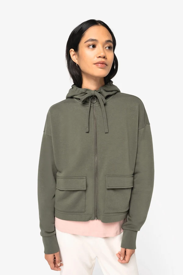 Umweltfreundliches Damen-Kapuzensweatshirt aus French Terry mit Reißverschluss