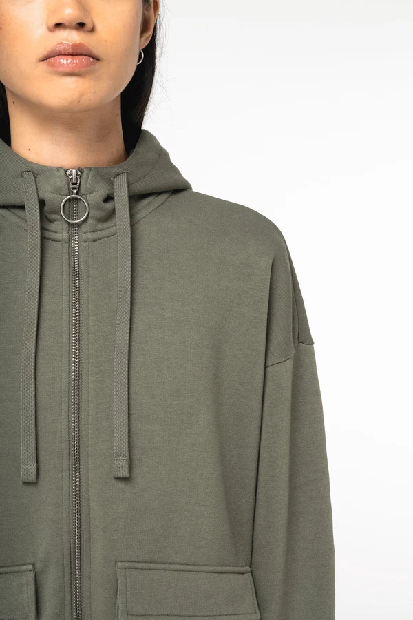 Umweltfreundliches Damen-Kapuzensweatshirt aus French Terry mit Reißverschluss