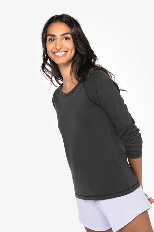 Raglan-T-Shirt mit langen Ärmeln für Damen