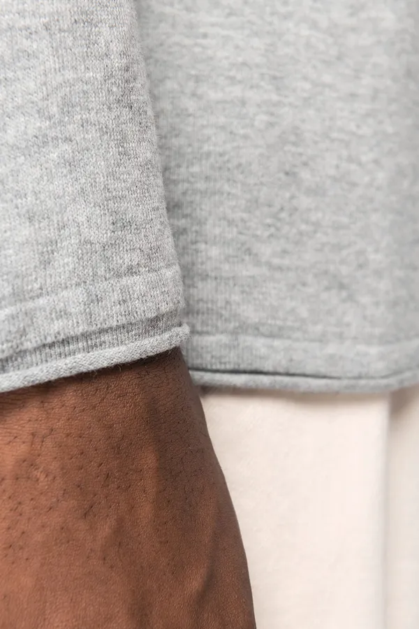 Eco-friendly men's raw edge collar round neck jumper