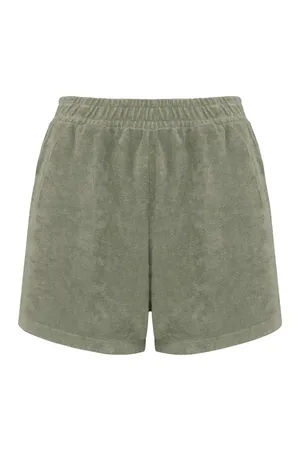 Umweltfreundliche Damenshorts aus Frottee Almond Green