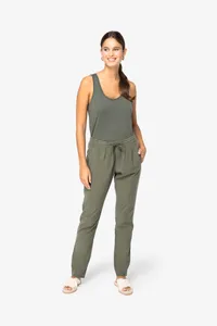 Eco-friendly ladies’ washed effect lyocell trousers
