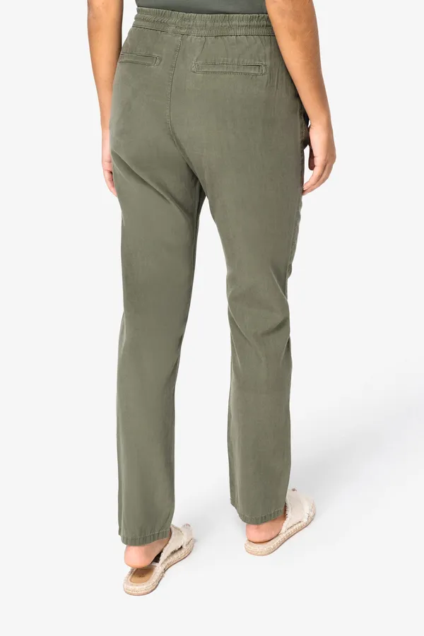 Eco-friendly ladies’ washed effect lyocell trousers
