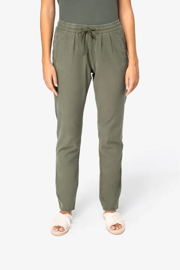 Eco-friendly ladies’ washed effect lyocell trousers