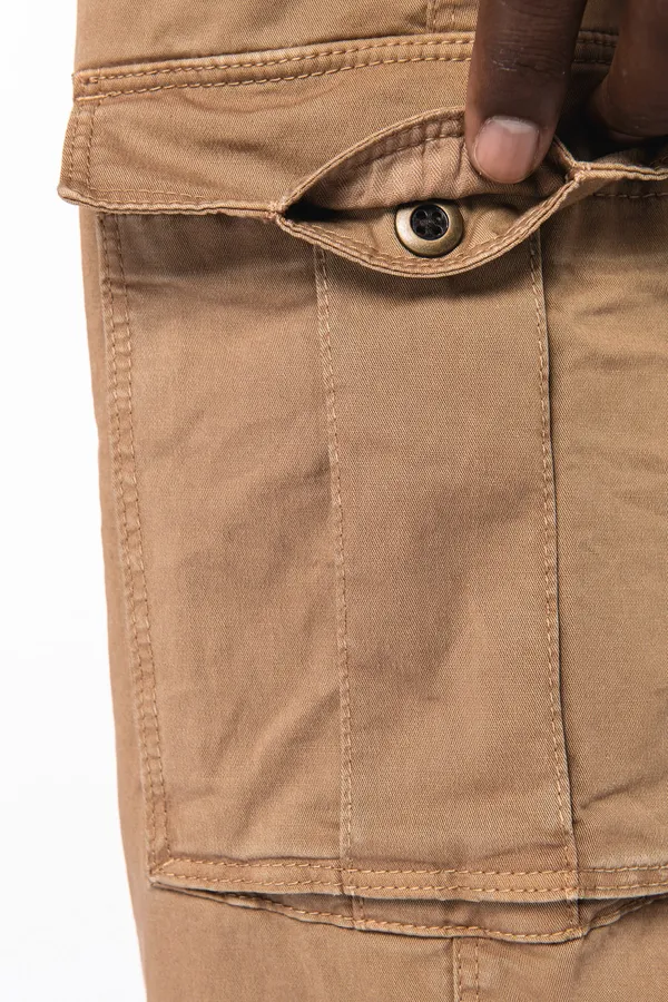 Eco-friendly men’s washed effect cargo trousers