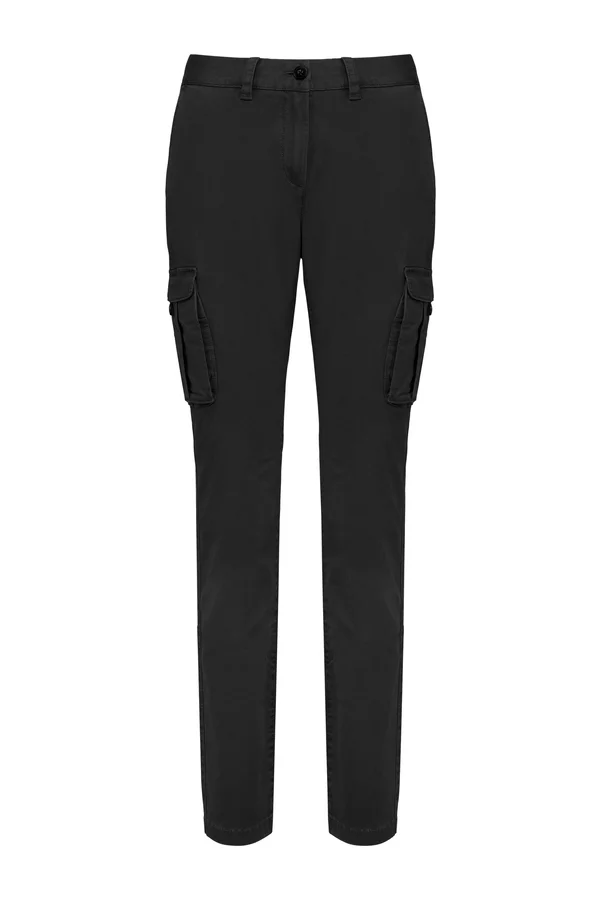 Umweltfreundliche ausgewaschene Cargohose für Damen Washed black