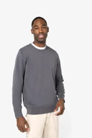 Eco-friendly men’s washed effect crew neck jumper