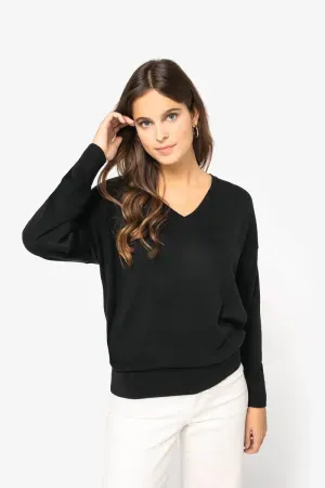 Eco-friendly ladies’ V-neck lyocell jumper