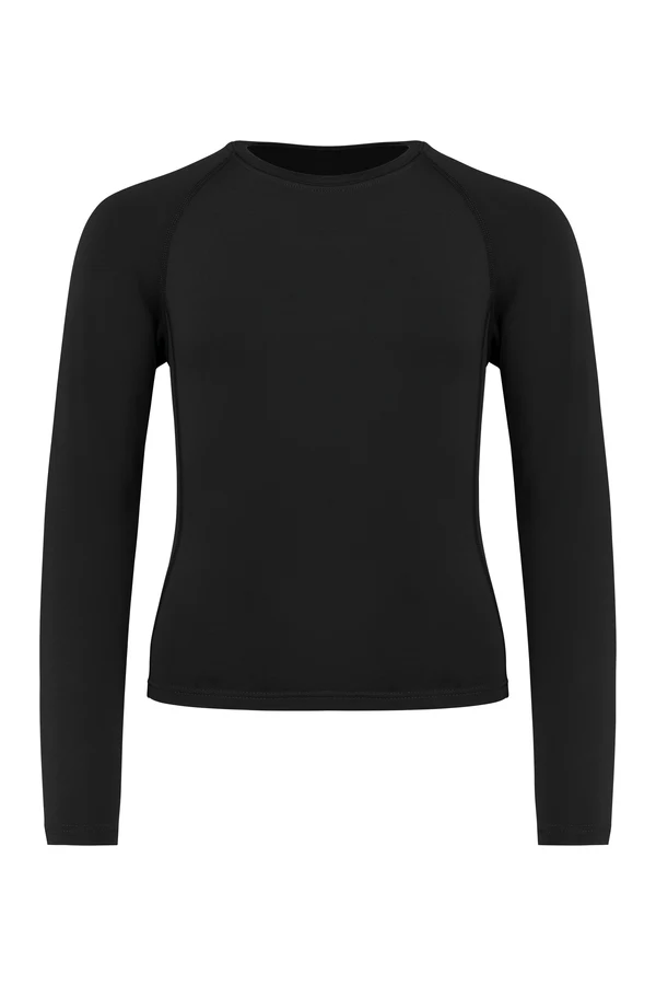Kinder Langarm Doppelhaut T-Shirt. Schnelltrocknend Black