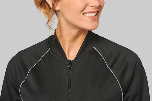 Unisex-Trainingsjacke mit Reißverschluss und Paspel