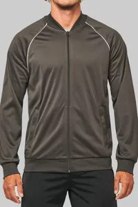 Unisex-Trainingsjacke mit Reißverschluss und Paspel