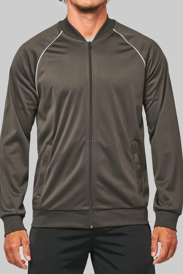 Unisex-Trainingsjacke mit Reißverschluss und Paspel