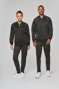 Unisex-Trainingsjacke mit Reißverschluss und Paspel