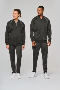 Unisex-Trainingsjacke mit Reißverschluss und Paspel