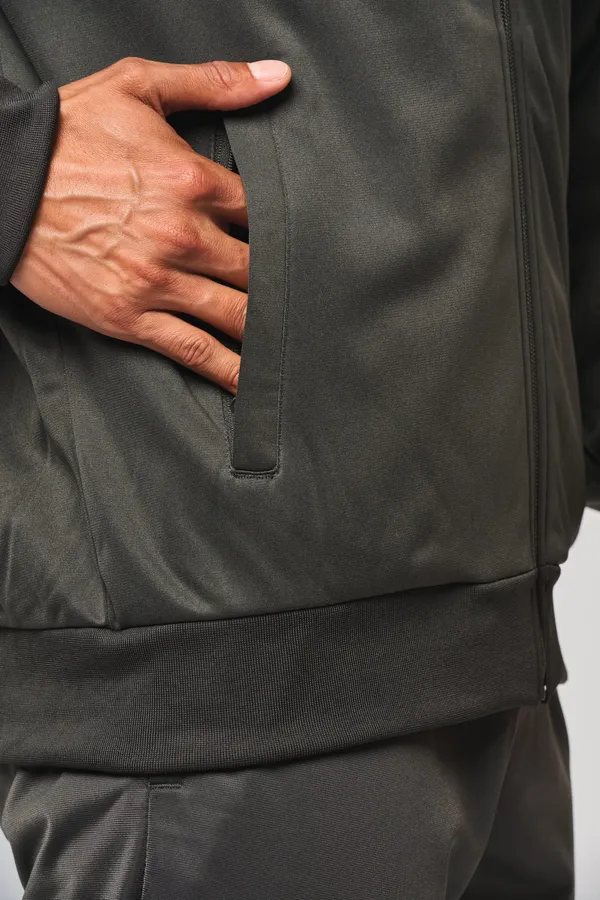 Unisex-Trainingsjacke mit Reißverschluss und Paspel