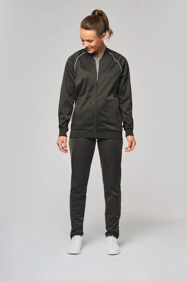 Unisex-Trainingsjacke mit Reißverschluss und Paspel