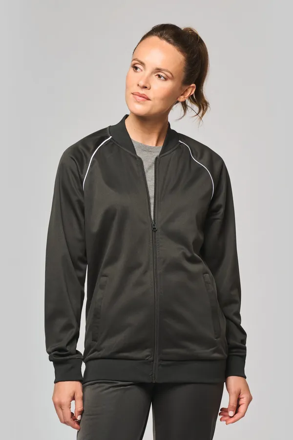 Unisex-Trainingsjacke mit Reißverschluss und Paspel