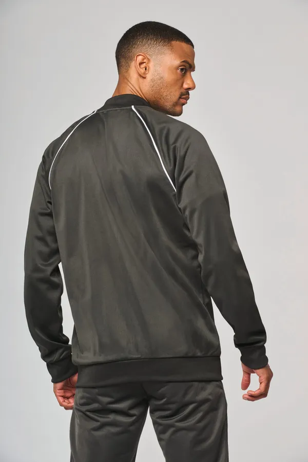 Unisex-Trainingsjacke mit Reißverschluss und Paspel