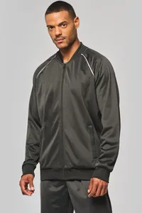 Unisex-Trainingsjacke mit Reißverschluss und Paspel