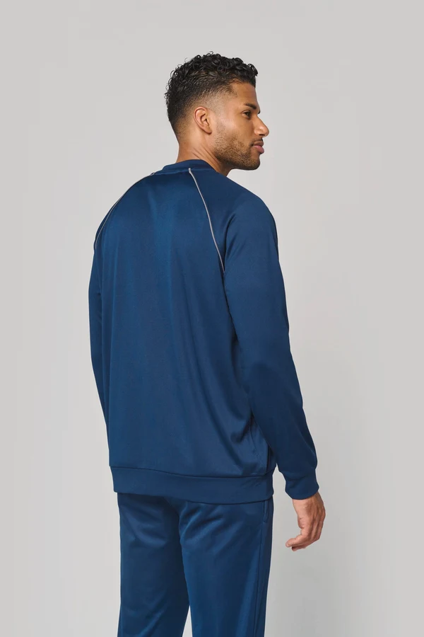 Unisex-Trainingsjacke mit Reißverschluss und Paspel