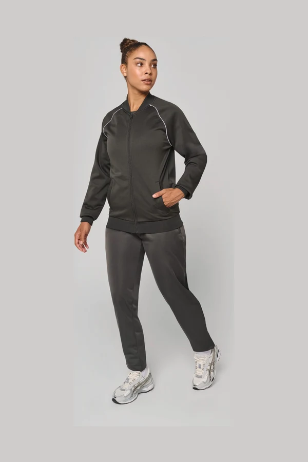 Unisex-Trainingsjacke mit Reißverschluss und Paspel
