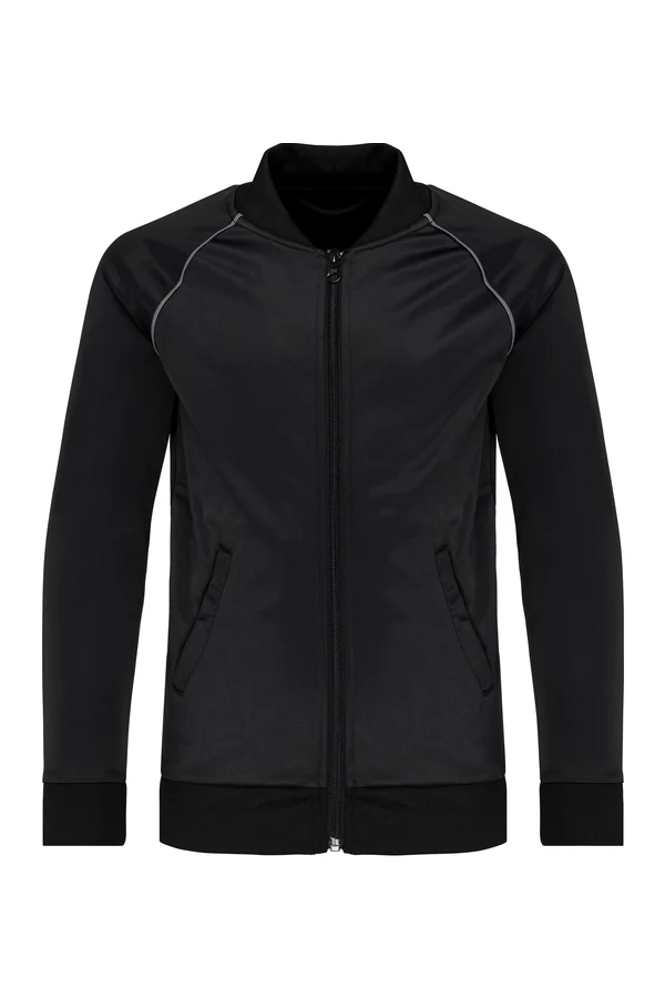 Trainingsjacke mit Reißverschluss und Paspel für Kinder Black