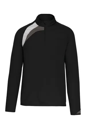Trainings-Sweatshirt mit 1/4 Reißverschluss Black / White / Storm Grey