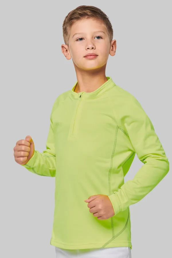¼ Zip Kinder Sportoberteil mit langen Ärmeln