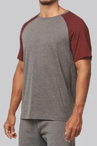 Zweifarbiges Triblend Sport-T-Shirt mit kurzen Ärmeln für Erwachsene