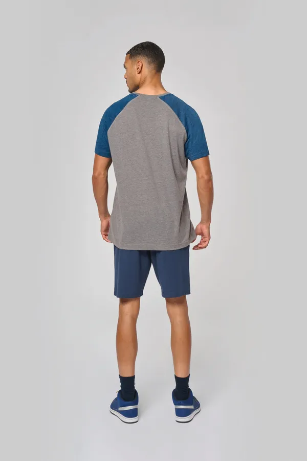 Zweifarbiges Triblend Sport-T-Shirt mit kurzen Ärmeln für Erwachsene
