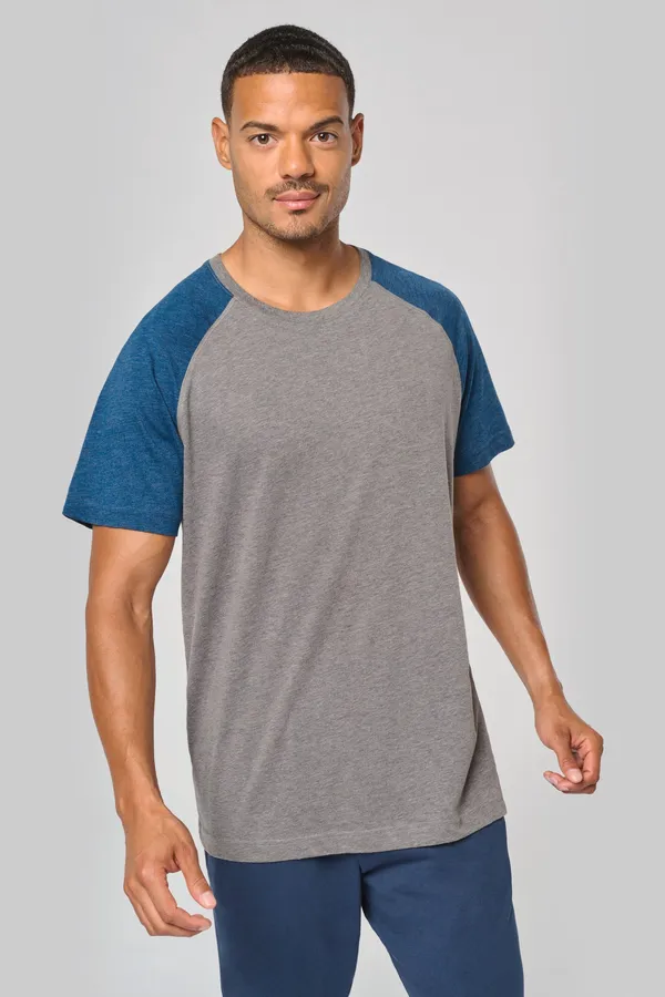 Zweifarbiges Triblend Sport-T-Shirt mit kurzen Ärmeln für Erwachsene