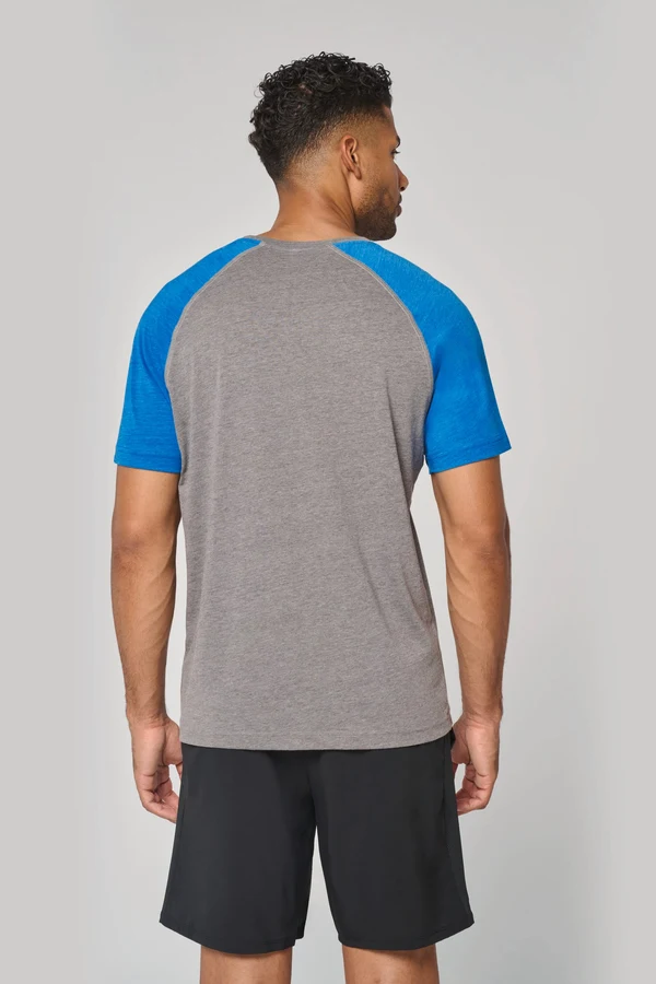 Zweifarbiges Triblend Sport-T-Shirt mit kurzen Ärmeln für Erwachsene