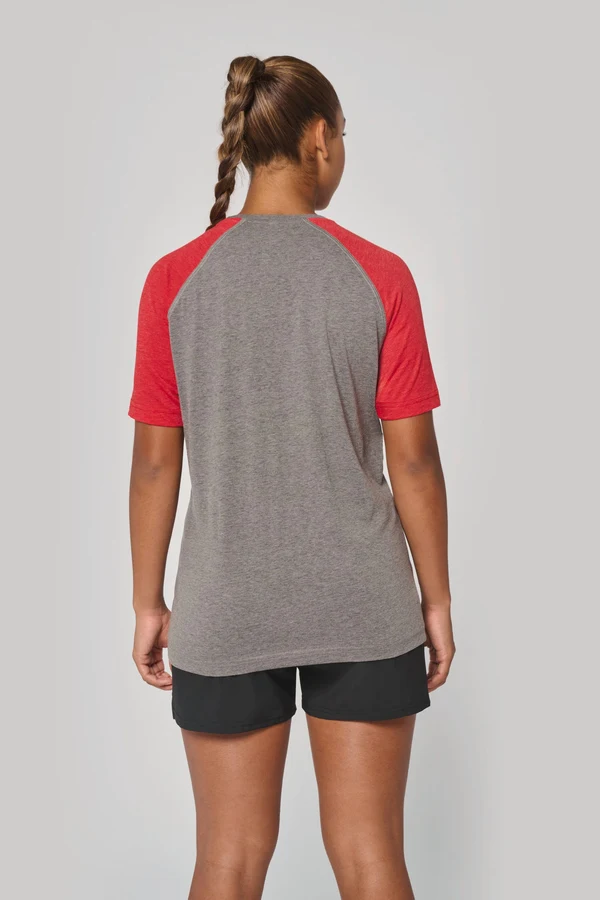 Zweifarbiges Triblend Sport-T-Shirt mit kurzen Ärmeln für Erwachsene