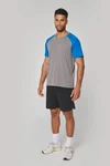 Zweifarbiges Triblend Sport-T-Shirt mit kurzen Ärmeln für Erwachsene